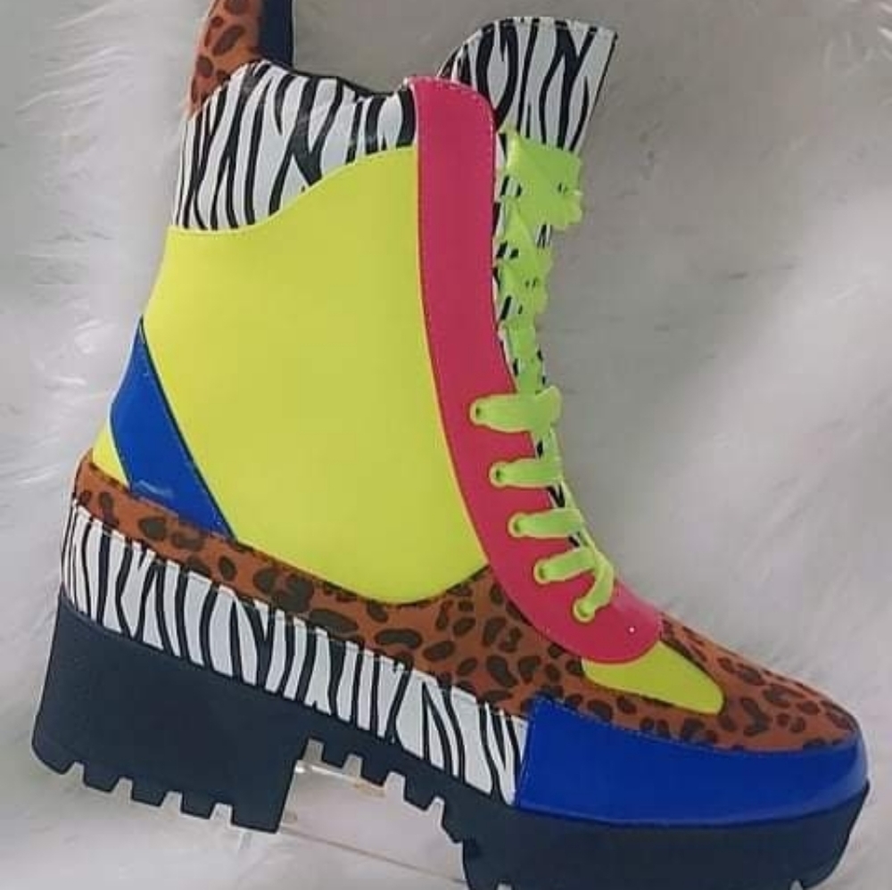 Cape Robin Multi Color Combat Boots/ SOLD